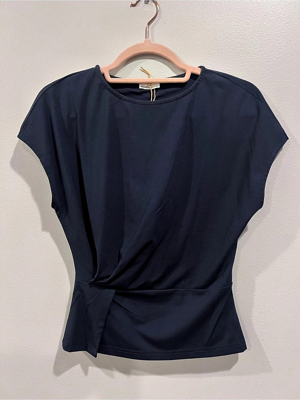 OGL Cooling Ponte Relaxed Round Neck Tucked Top Short Sleeve Top in Blue Size XS